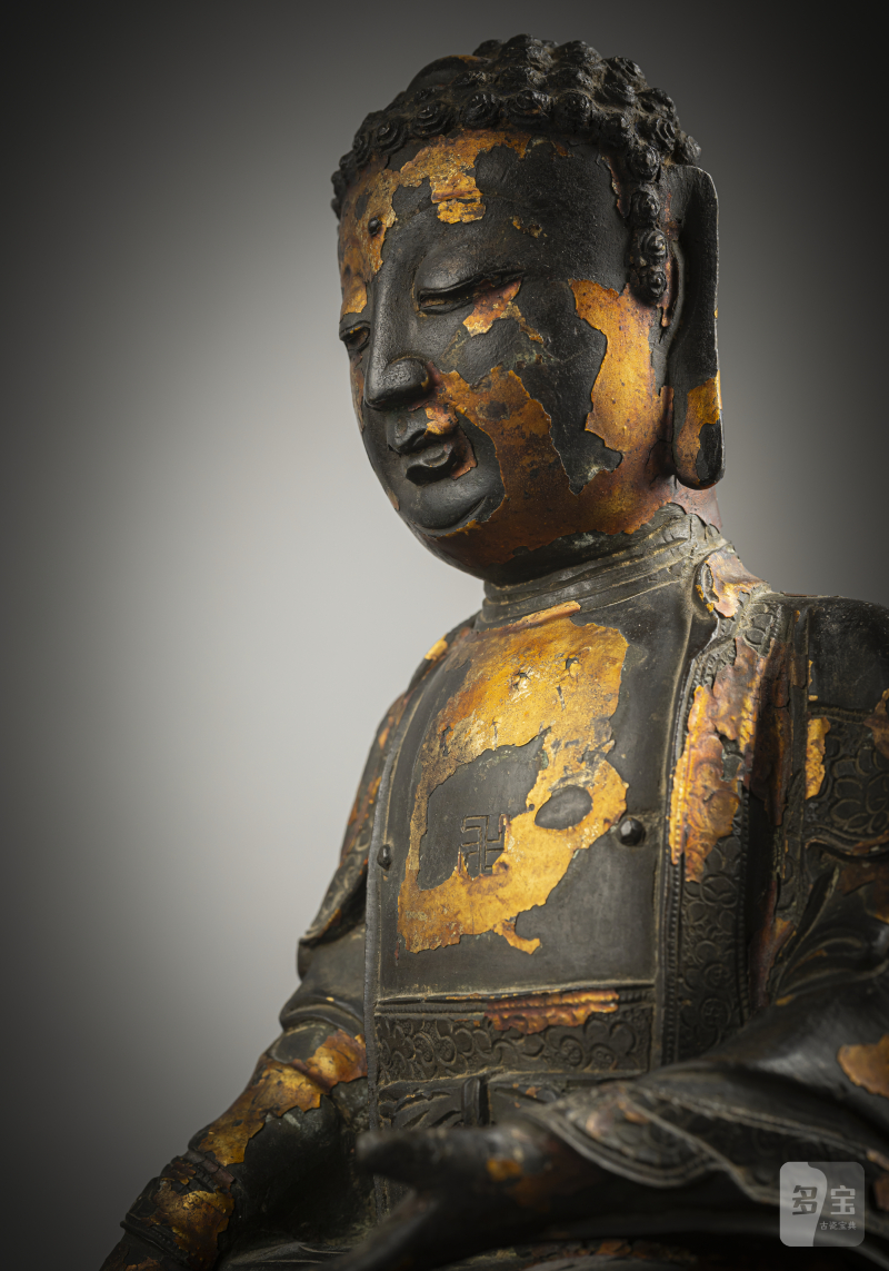 A bronze figure of seated Buddha Shakyamuni - 图3